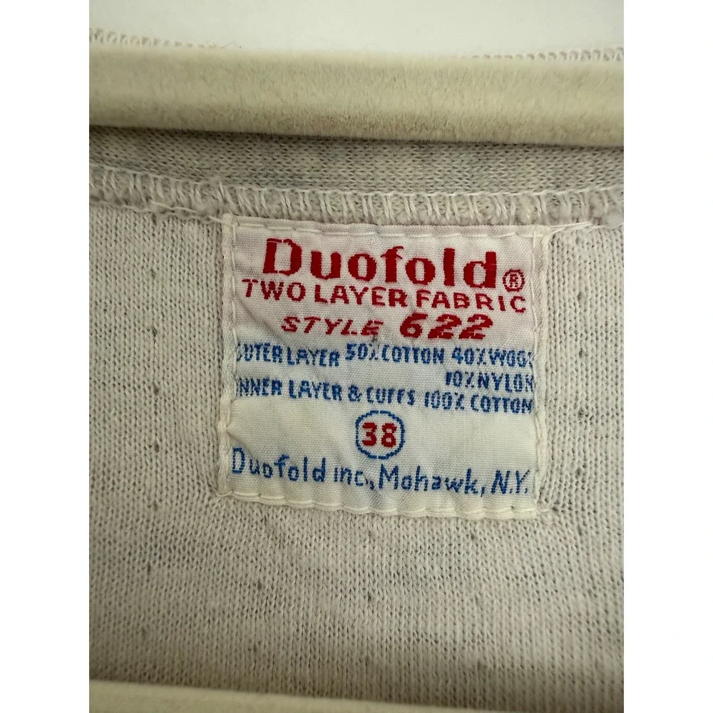 Vtg Duofold Men Long Johns Union Suit Size 38 Gray Wool Blend Thermal Base Layer